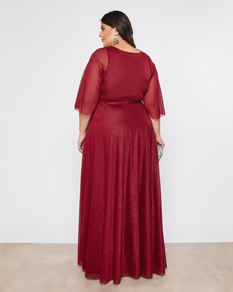 VESTIDO LONGO COR MARSALA - CAMILE - cod. 424