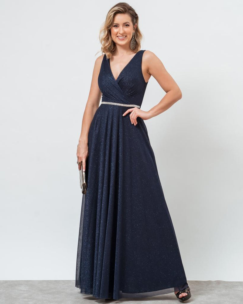 VESTIDO LONGO COR MARINHO - MARIAH - cod. 408