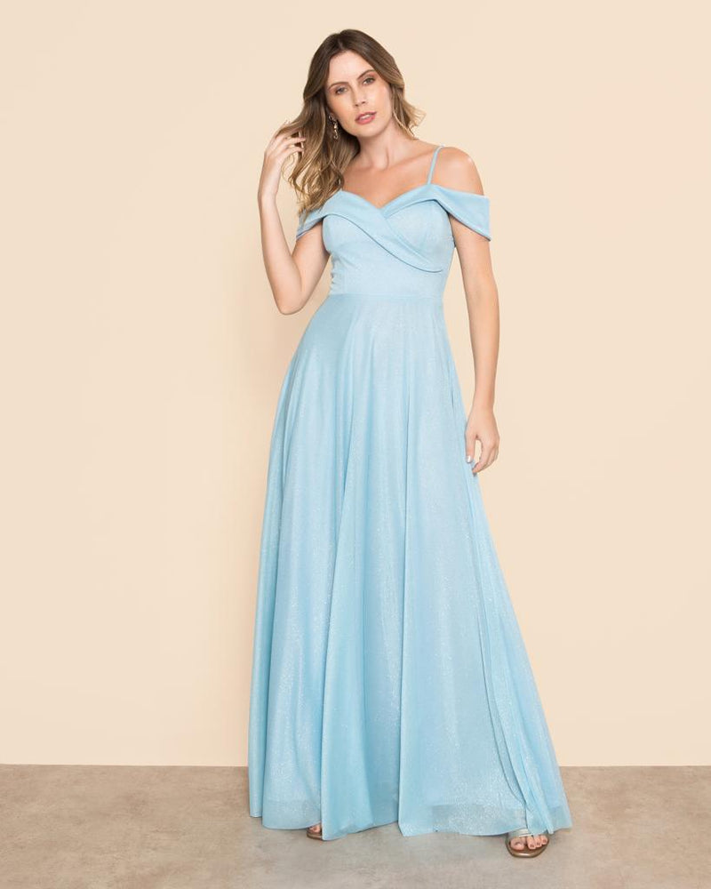 VESTIDO LONGO COR  SERENITY - LUCY - cod. 403