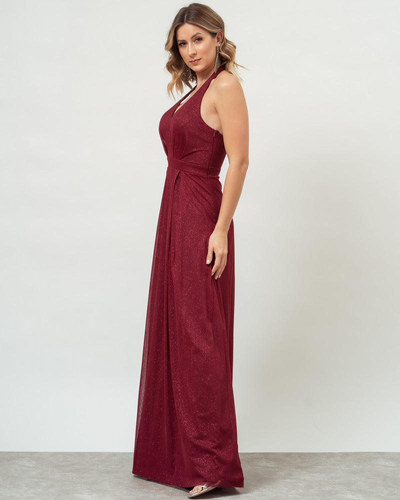 VESTIDO LONGO COR MARSALA - TESSA - cod. 417