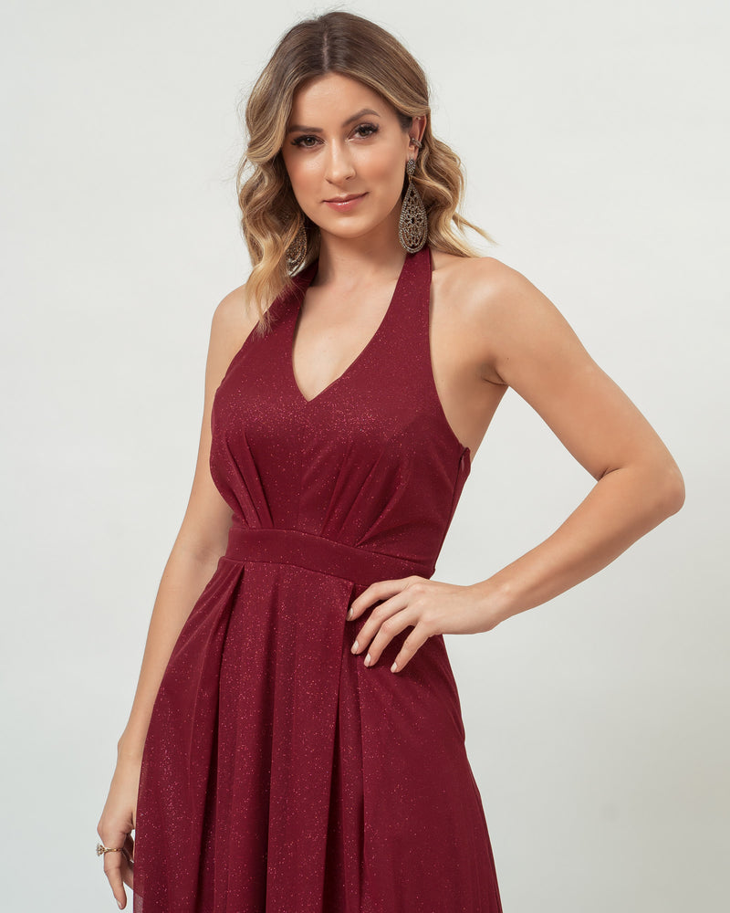 VESTIDO LONGO COR MARSALA - TESSA - cod. 417