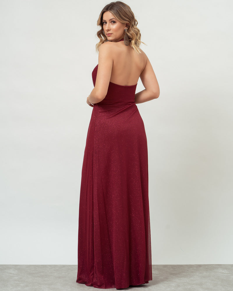 VESTIDO LONGO COR MARSALA - TESSA - cod. 417