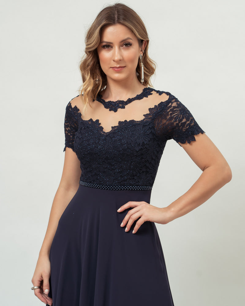 VESTIDO LONGO COR MARINHO - GRACE - cod. 402