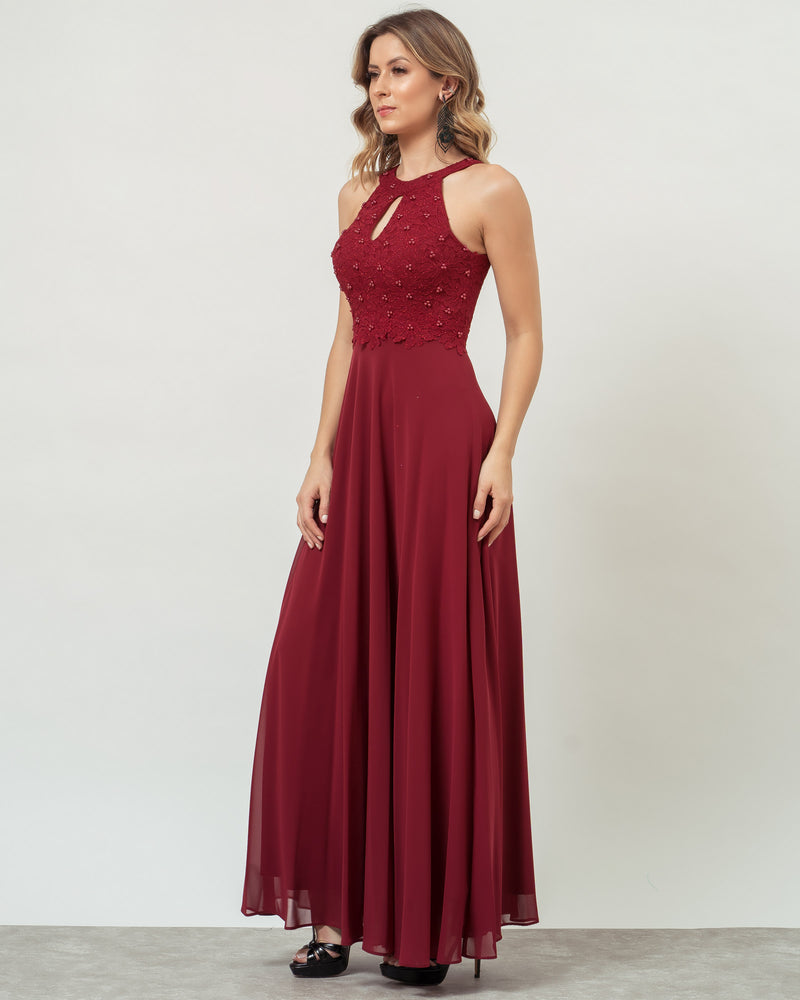 VESTIDO LONGO COR MARSALA - SOPHIA - cod. 397