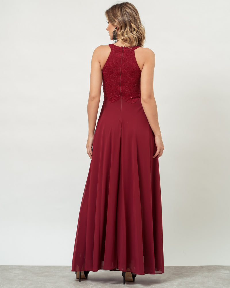 VESTIDO LONGO COR MARSALA - SOPHIA - cod. 397