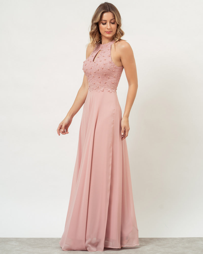 VESTIDO LONGO COR ROSÊ - SOPHIA - cod. 397