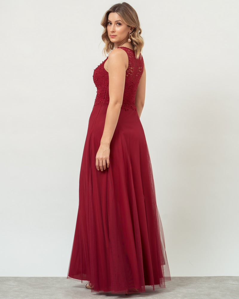 VESTIDO LONGO COR MARSALA - MILLIE - cod. 389