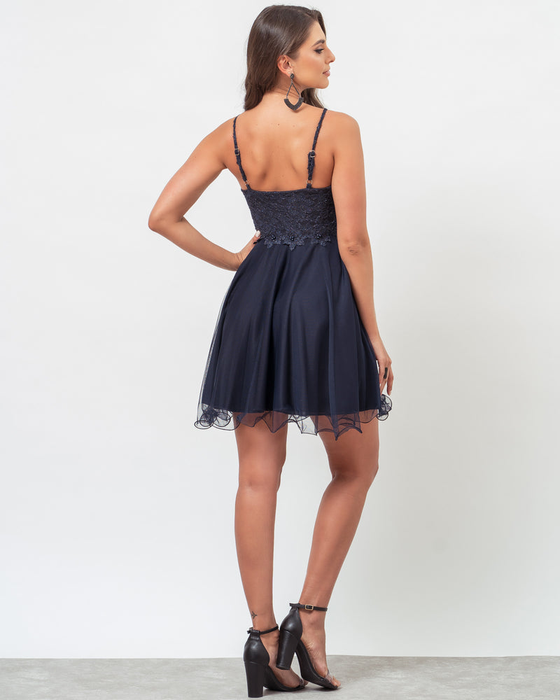 VESTIDO CURTO COR MARINHO - ISADORA - Cod. 412