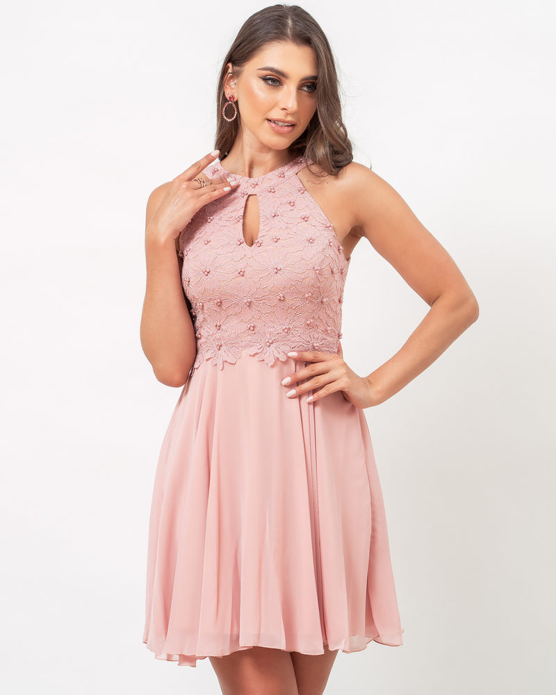VESTIDO CURTO COR ROSÊ - LÍVIA - Cod. 398