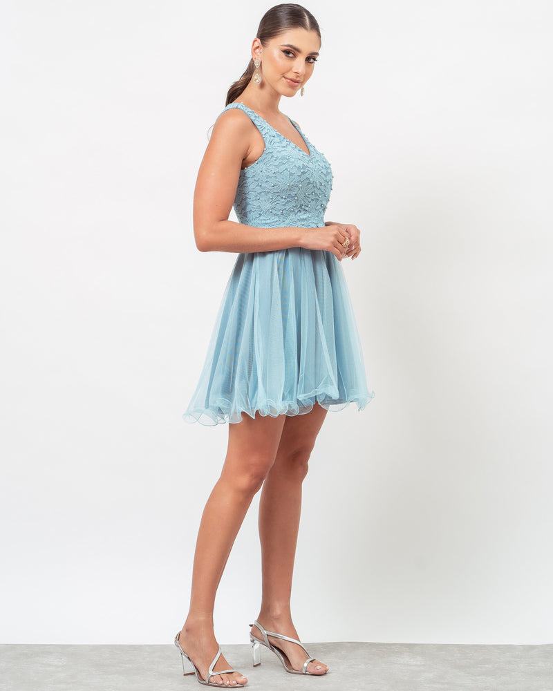 VESTIDO CURTO COR SERENITY - HELENA  - Cod. 390