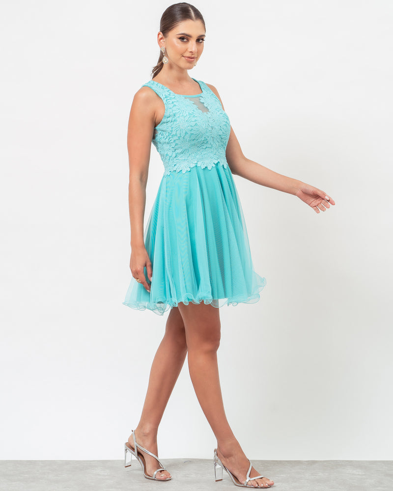 VESTIDO CURTO COR TIFFANY - YASMIN - Cod. 349