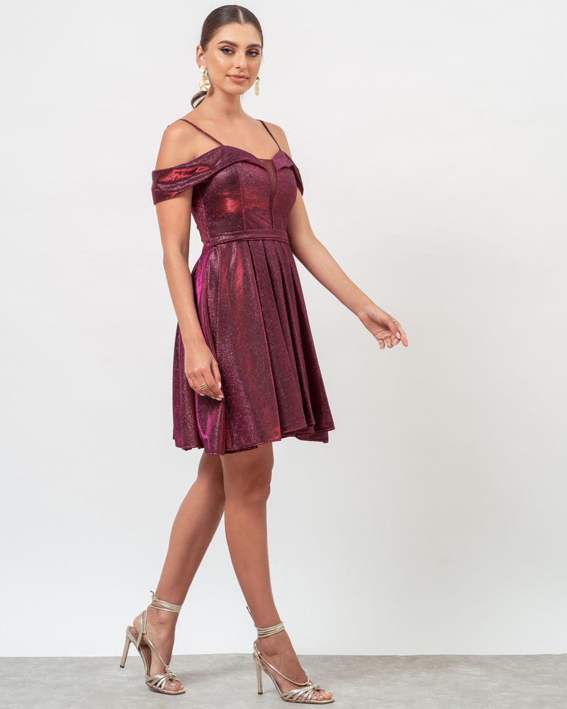 VESTIDO CURTO COR MARSALA - MIRELLA - Cod. 422