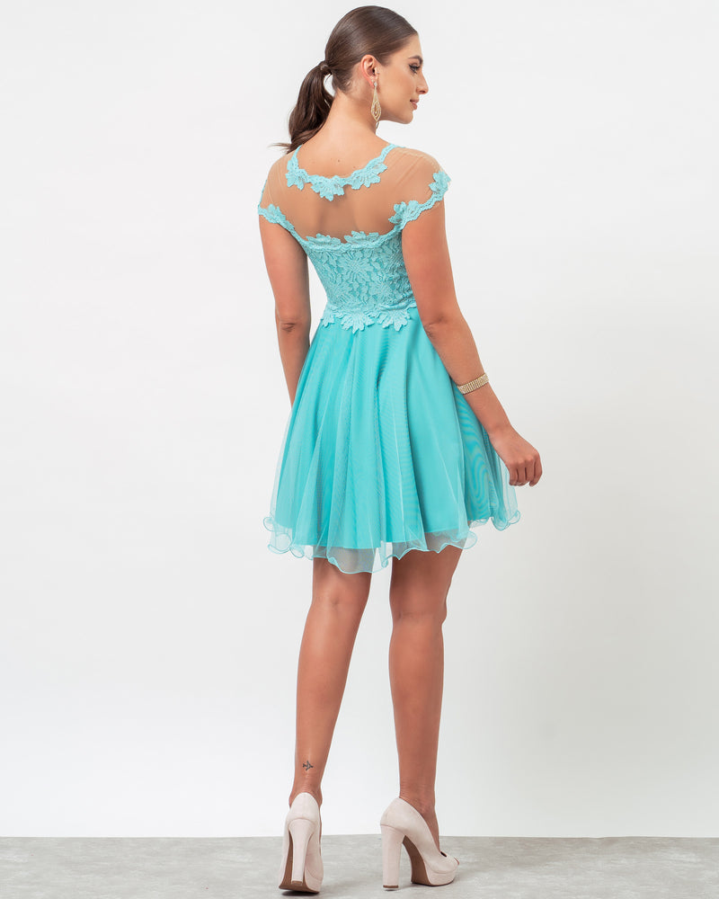 VESTIDO CURTO COR TIFFANY - MAITÊ - Cod. 358