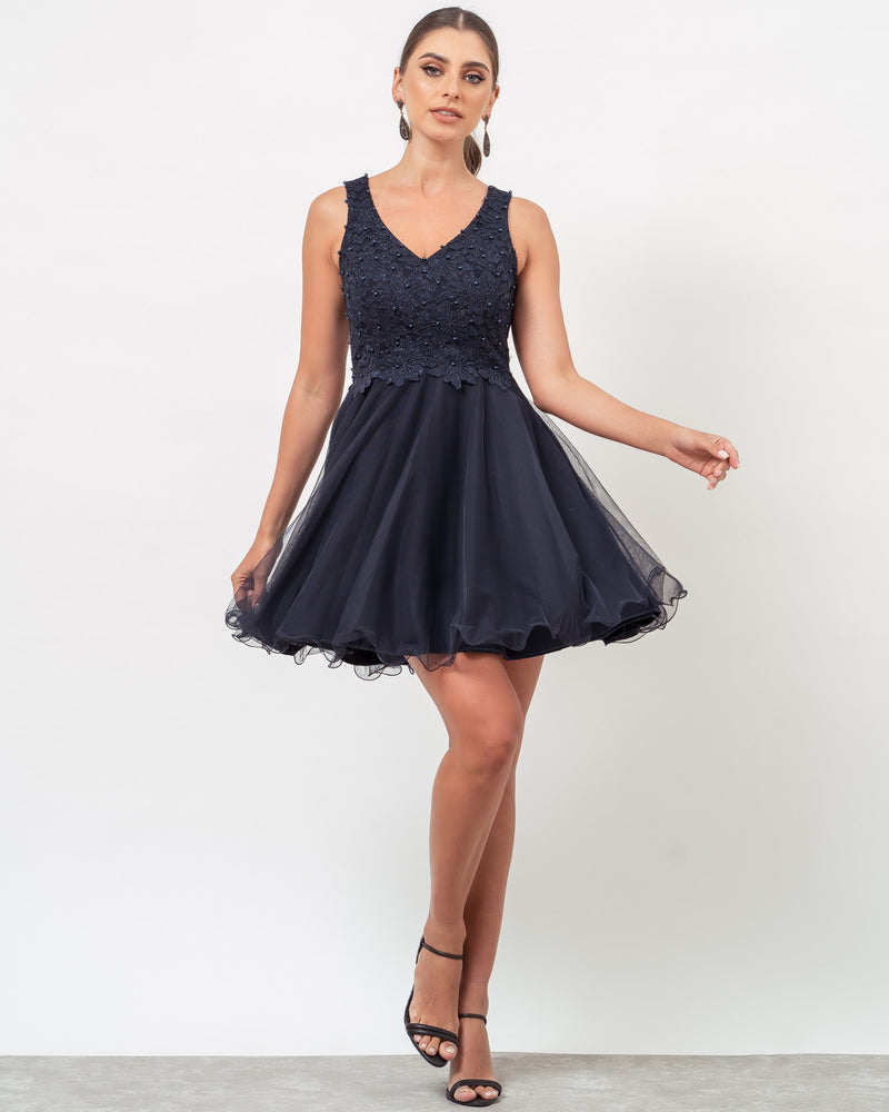 VESTIDO CURTO COR MARINHO - HELENA  - Cod. 390