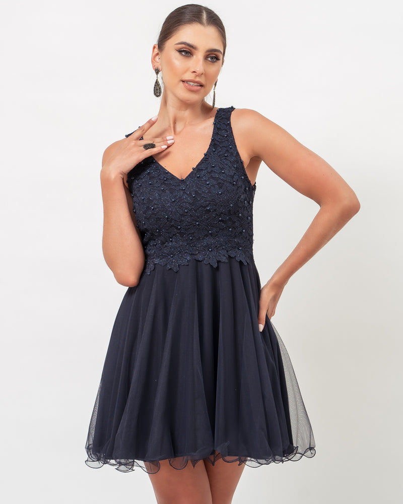 VESTIDO CURTO COR MARINHO - HELENA  - Cod. 390