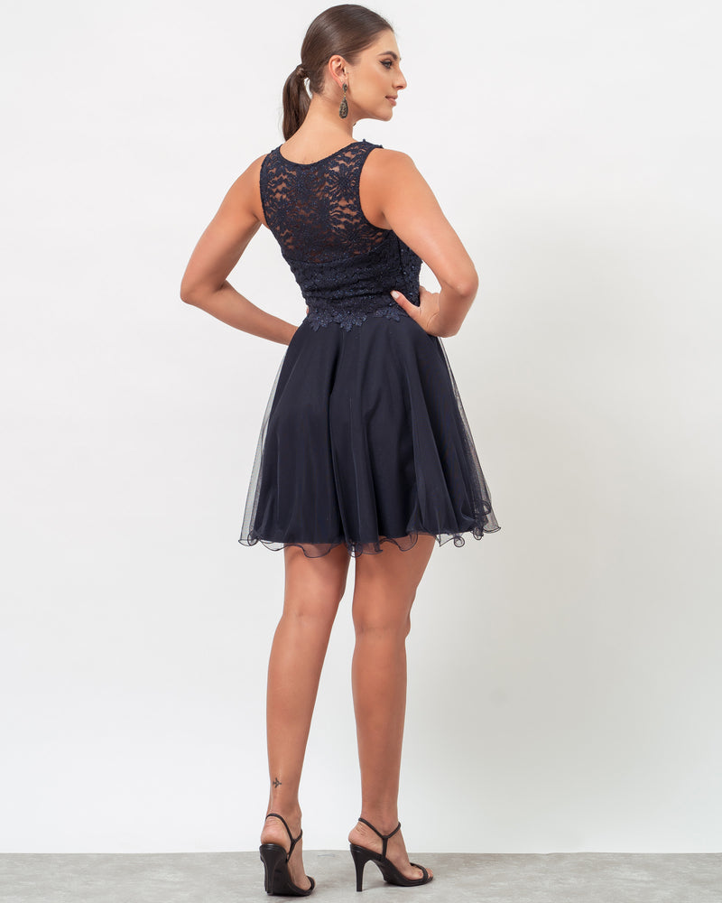 VESTIDO CURTO COR MARINHO - HELENA  - Cod. 390
