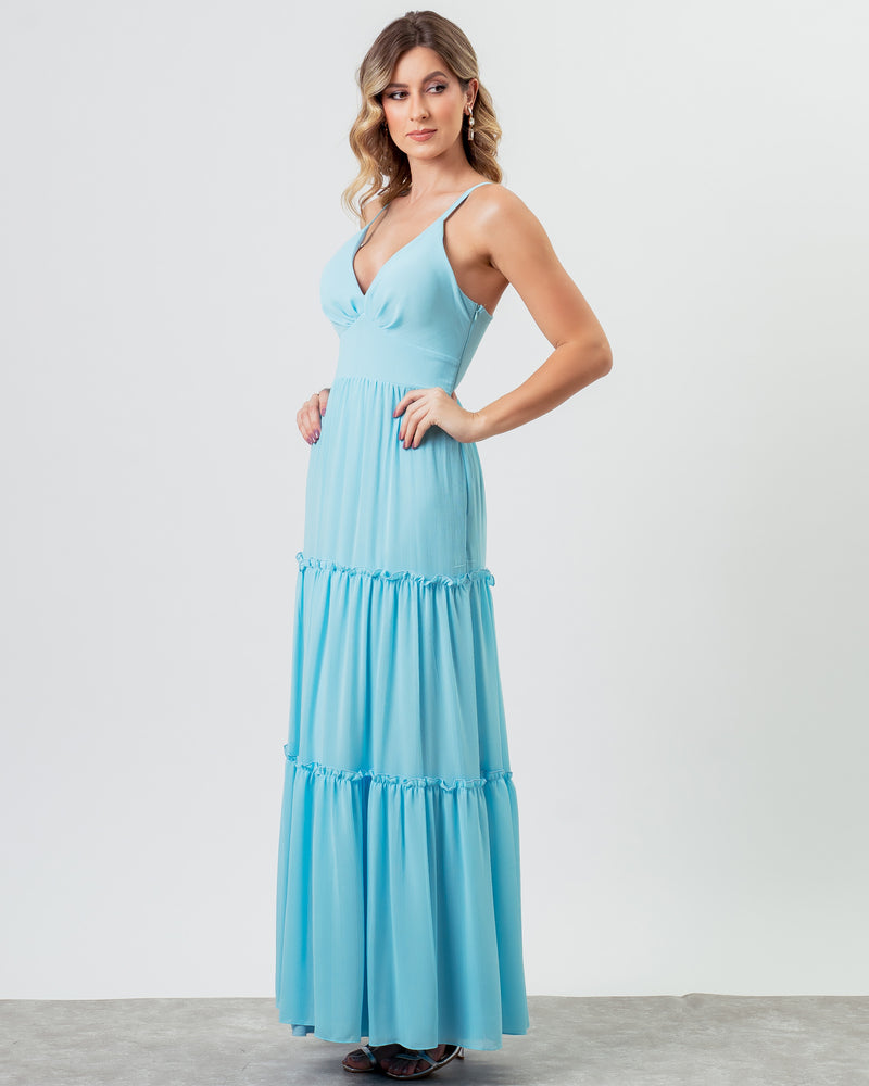 VESTIDO LONGO COR SERENITY - LUNA - cod. 1114