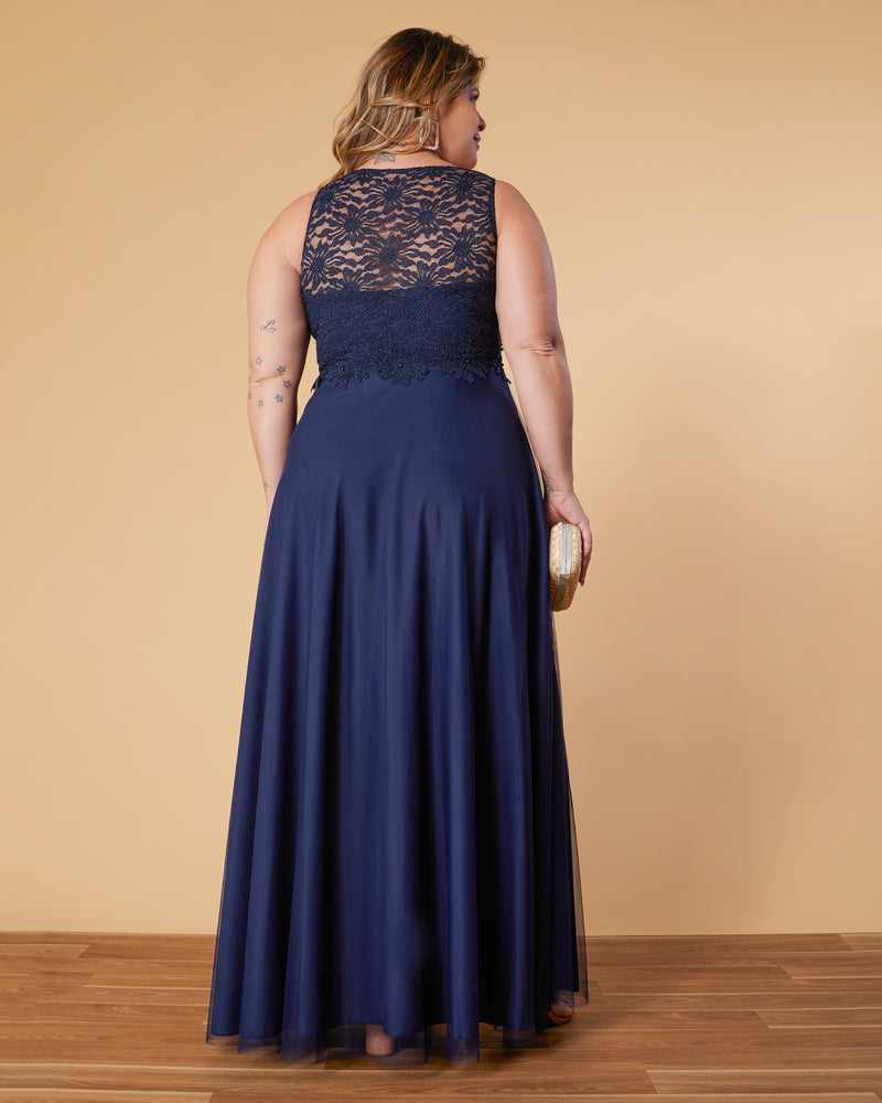 VESTIDO LONGO COR MARINHO - MILLIE - cod. 389