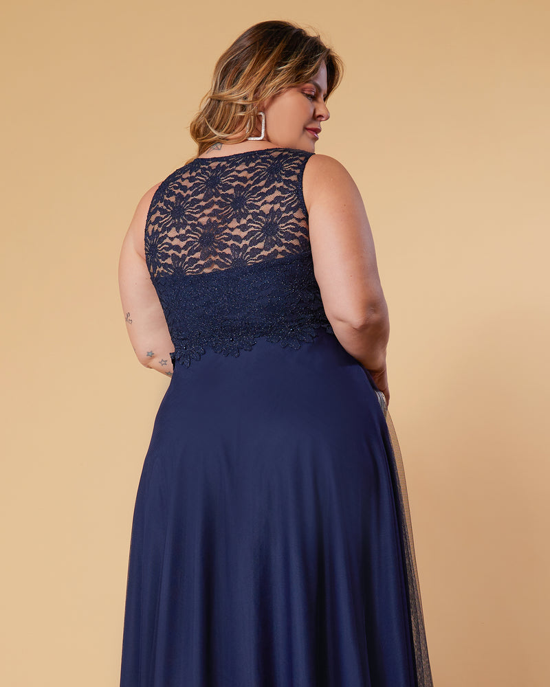 VESTIDO LONGO COR MARINHO - MILLIE - cod. 389