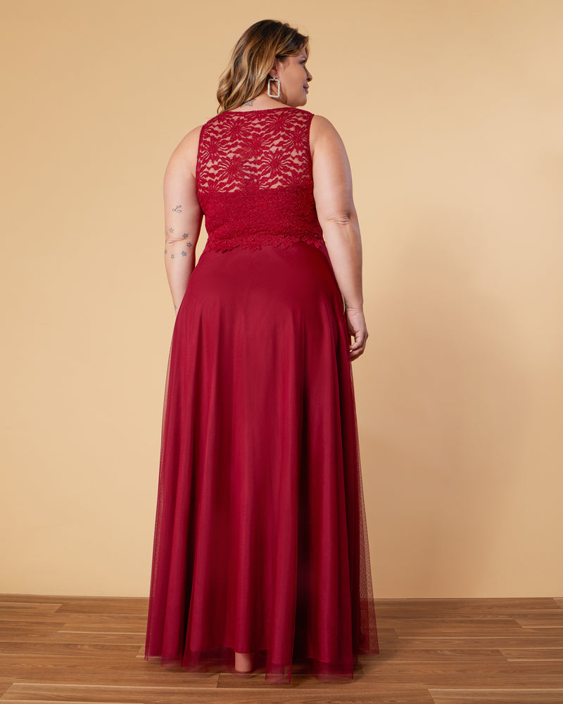 VESTIDO LONGO COR MARSALA - MILLIE - cod. 389