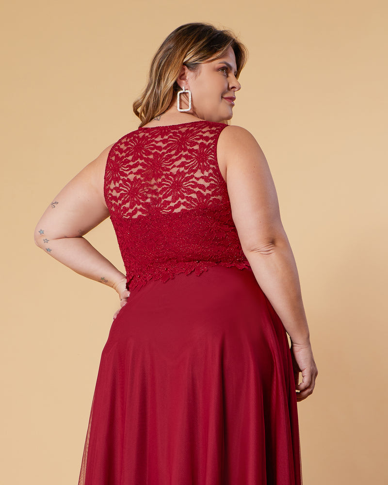 VESTIDO LONGO COR MARSALA - MILLIE - cod. 389