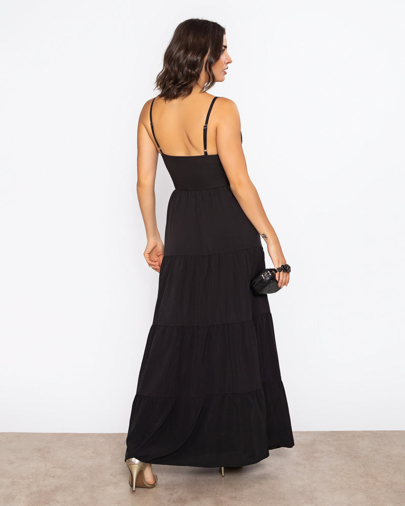 VESTIDO LONGO COR PRETO - SARA - cod. 1116