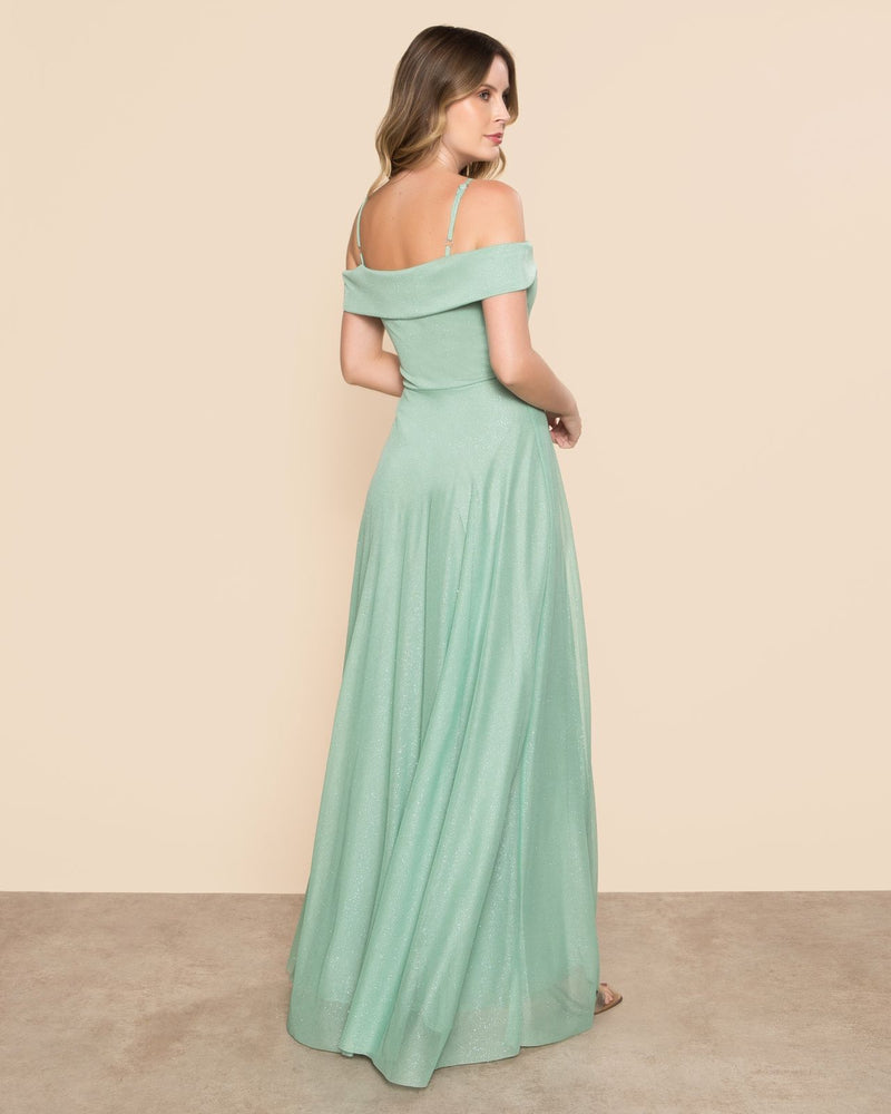 VESTIDO LONGO COR VERDE MENTA - LUCY - cod. 403